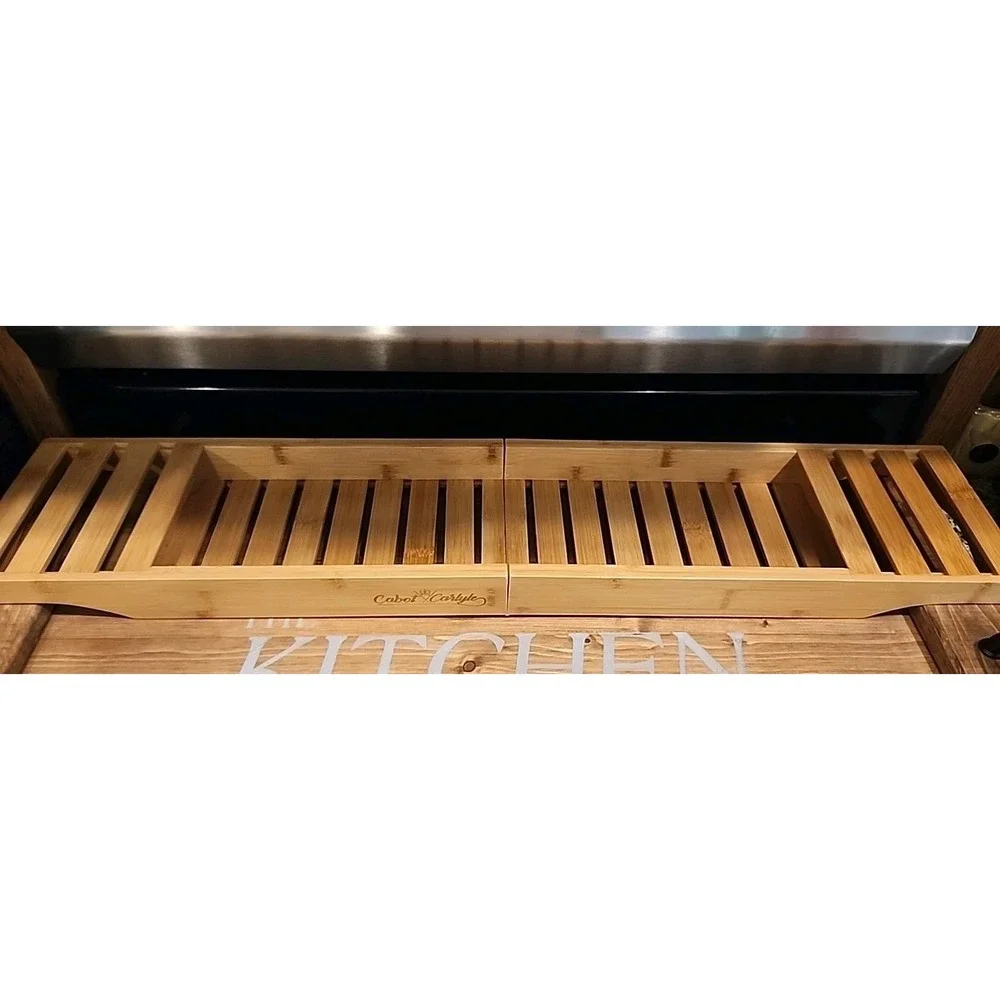 Cabot Carlyle Bamboo Wood Bath Tub‎ Rack Bathroom Shelf Tidy Tray Storage Caddy